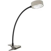 LIGHTME stalinė lempa "Powerlens Flex", spaustukas, titano spalvos
