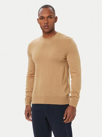BOSS Megztinis Leno 50571914 Smėlio Regular Fit