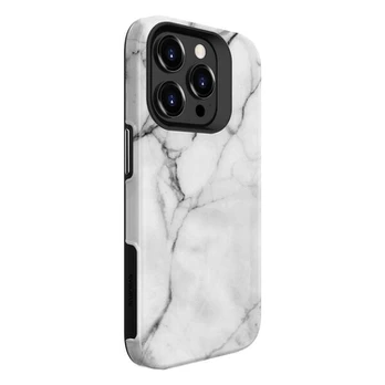 Evelatus iPhone 15 Pro Armor dėklas TPU+PC pritaikytas spausdinimo dizainas Apple Marble White