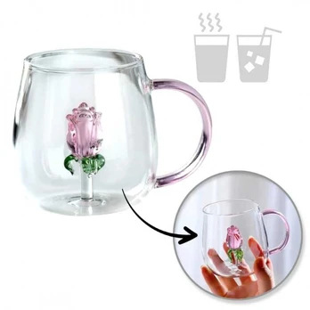 Stiklinis puodelis su stikline tulpe viduje 400ml - SZK129