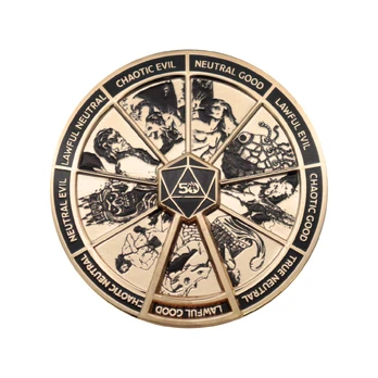 Dungeons &amp; Dragons 24k Gold Plated Alignment Spinner Pin Badge