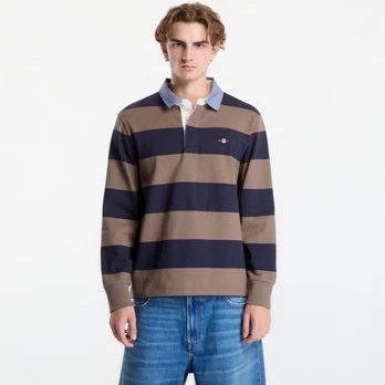 Gant Reg Chambray Stripe Heavy Rugger Clay - Dydis M (2004083260 Marškinėliai)