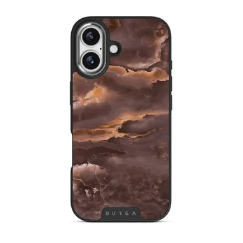 Fire Wood - Brown Marble iPhone 17 Case, Elite Dark (MagSafe) / Silver