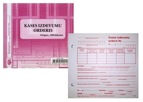 Kases izdevumu orderis ABC JUMS, A5 spec., 100 lapas