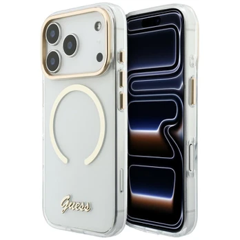 Case Guess IML Script Metal MagSafe for iPhone 18 Pro / 17 Pro transparent