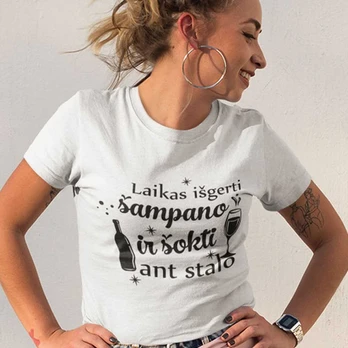 Moteriški marškinėliai "Laikas išgerti šampano"