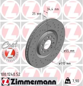 Stabdžių diskas ZIMMERMANN 100.1240.52