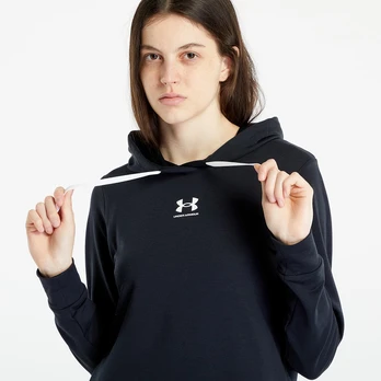 Under Armour Rival Terry Hoodie Black/ White - Dydis M (1369855-001 Džemperiai)