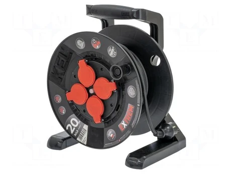 Extension lead | 3x1.5mm2 | reel,with non-rotating sockets | black