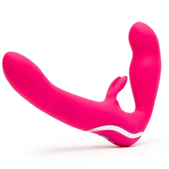 Happy Rabbit - Strapless Strap-On Rabbit Vibe Pink strap-on vibratoriai