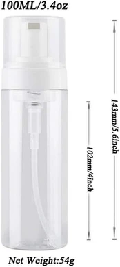 2 x 100ml Putojantis Dozatorius su Pompa, Skaidrus Plastikinis