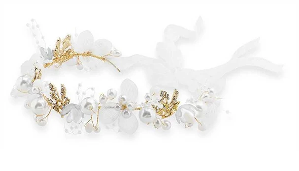 Troli Elaborate pearl headband with flowers