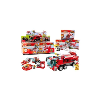 Lean Toys Fire Department Boot Airplane Helicopter Construction Blocks MIX