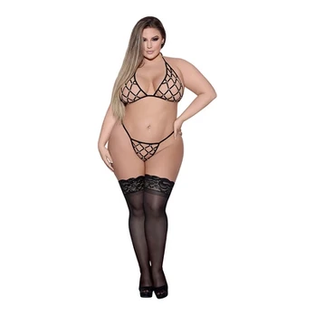Male Power Magic Silk Orthia Net Strappy Bra & G-String Set 2X with Stud Accents