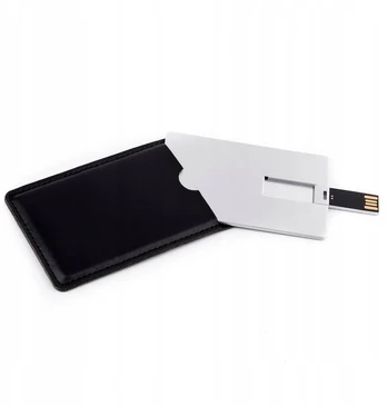 Metalinis Usb atmintukas 1 Gb, sidabrinis, su graviravimu ir odiniu dėklu