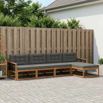 Lauko sofos komplektas su pagalve 5 pcs Natūralus ir antracitas