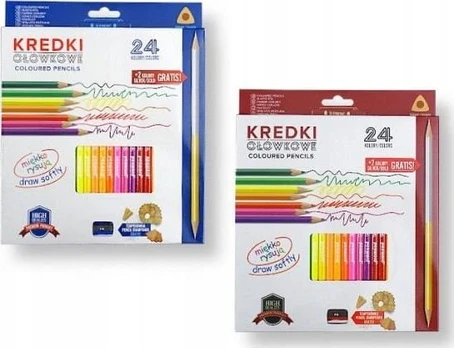 Spalvoti pieštukai 24 spalvos su drožtuku