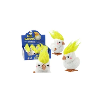 Lean Jumping Parrot Wind-Up Plush Toy Decoration Baltas