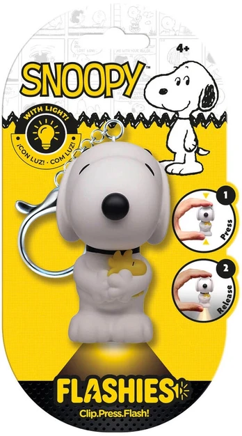 Kids Licensing Flashies Peanuts Snoopy 3D keychain with led flashlight