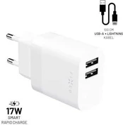 FIXED 2x USB laidinis įkroviklis 17W + USB/Lightning kabelis