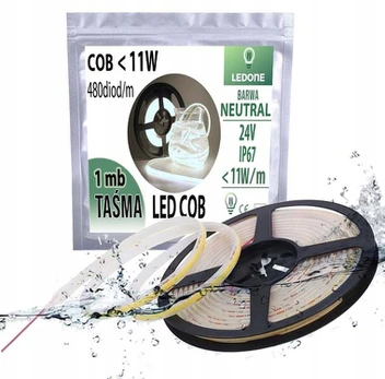 Led Cob juosta 24v 11w/m Ip67 neutrali balta 1m