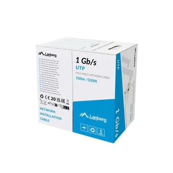 Lanberg kabelis LAN UTP 1Gb/s 100m drut CCA pilka