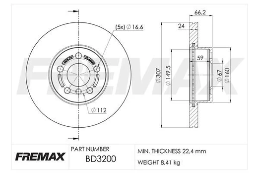 Stabdžių diskas FREMAX BD-3200