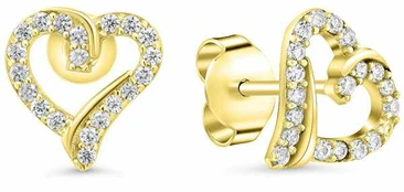 Brilio Silver Delicate auksinis-plated heart earrings with zircons EA100Y
