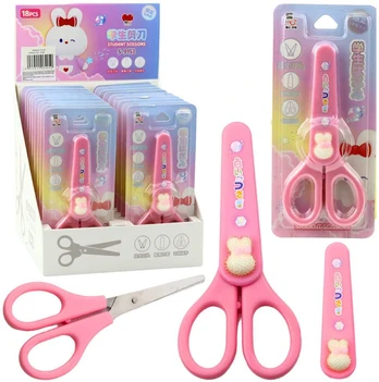 Lean School Scissors With Cover Decorative Baltas Bunny 14cm