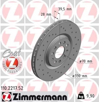Stabdžių diskas ZIMMERMANN 110.2217.52