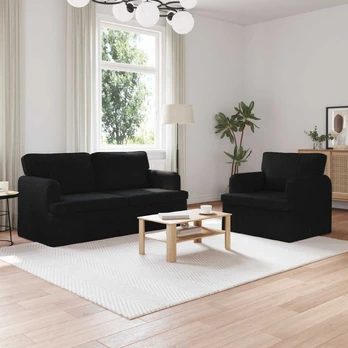 Sofa 2 pcs Juoda 162 x 80 x 85 cm audinys