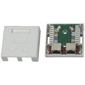 DATACOM Data socket STP CAT5E 2xRJ45 for plasterboard baltas