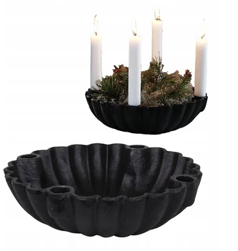 Juodas ketaus žvakidė-kandelabras 4 žvakėms, 25cm