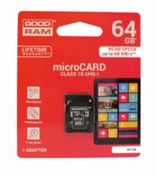 Atminties korta GOODRAM MicroSD 64Gb UHS I (class 10) + SD adapter