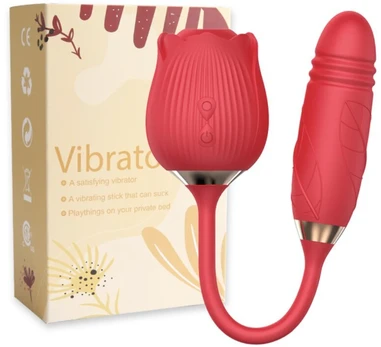 Teleskopinis vibratorius 2in1 Rose Pulsator, raudonas