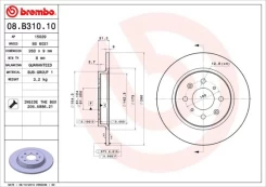 Stabdžių diskas BREMBO 08.B310.10 kaina