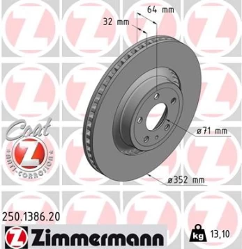 Stabdžių diskas ZIMMERMANN 250.1386.20