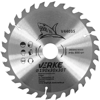 Pjovimo diskas Verke, 190 mm x 30 mm