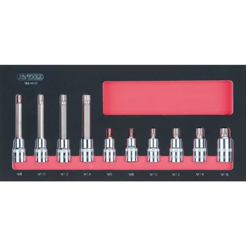 Antgalių galvučių kompl. SCS CHROMEplus XZN 1/2" 10vnt 1/3, KS Tools