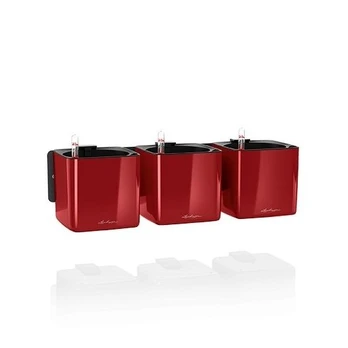 Vazonai Lechuza Cube Glossy, scarlet red, 3 vnt.