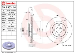 Stabdžių diskas BREMBO 09.8903.14 kaina