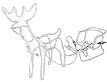 Dekoracija Springos Reindeer With Sleigh, 65 cm, 150 cm, balta