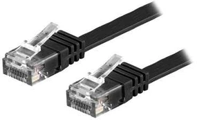 DELTACO U/UTP Cat6 patch cable, flat, 0.5m, 250MHz, juodas