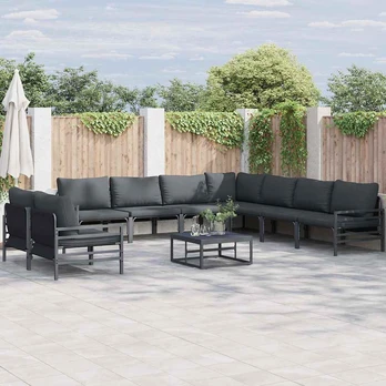 Sodo Sofų Rinkinys 9 pcs Antracito Plienas