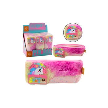 Lean Plush Unicorn Pieštukas Case with Shiny Rožinė Unicorn Elements
