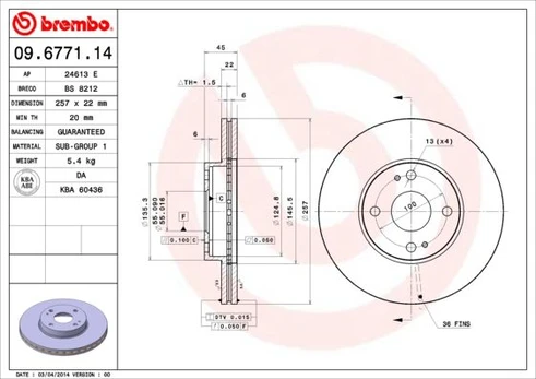 Stabdžių diskas BREMBO 09.6771.14