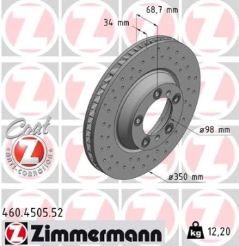 Stabdžių diskas ZIMMERMANN 460.4505.52
