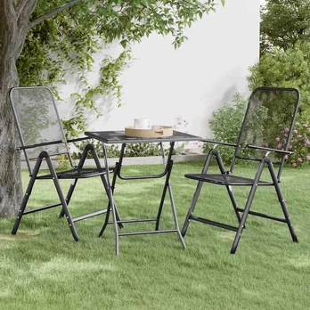 Sodo stalas, antracito, 60x60x72cm, plėsto metalo tinklelis