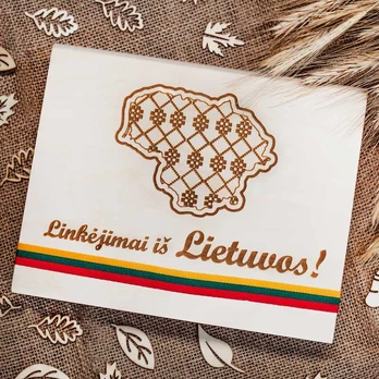 Medinė dėžutė "Linkėjimai iš Lietuvos"