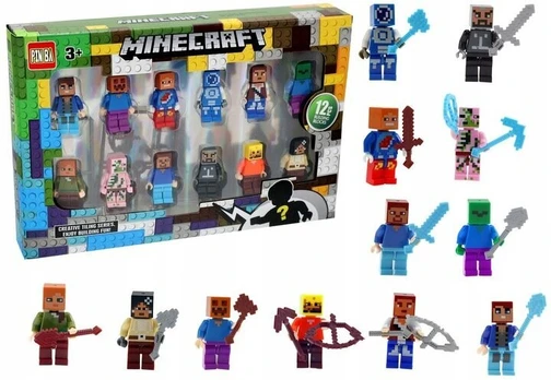 Figūrėlės konstruktoriams Minecraft, 12 vnt.